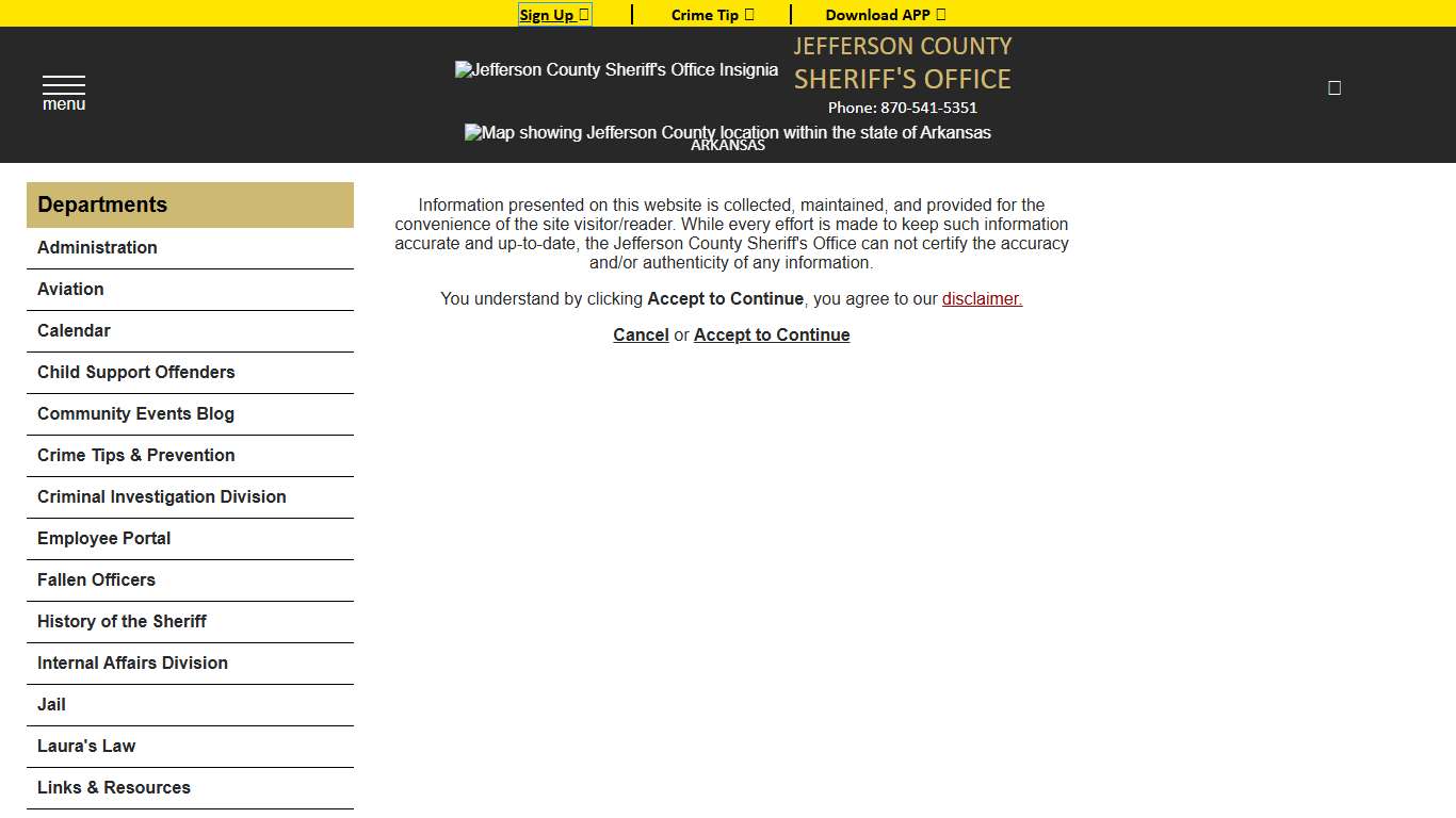 Warrants Disclaimer - Jefferson County Sheriff AR