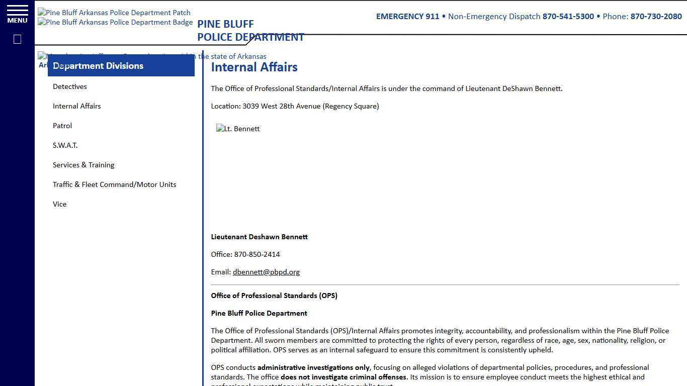 Internal Affairs | Pine Bluff Arkansas Police Department