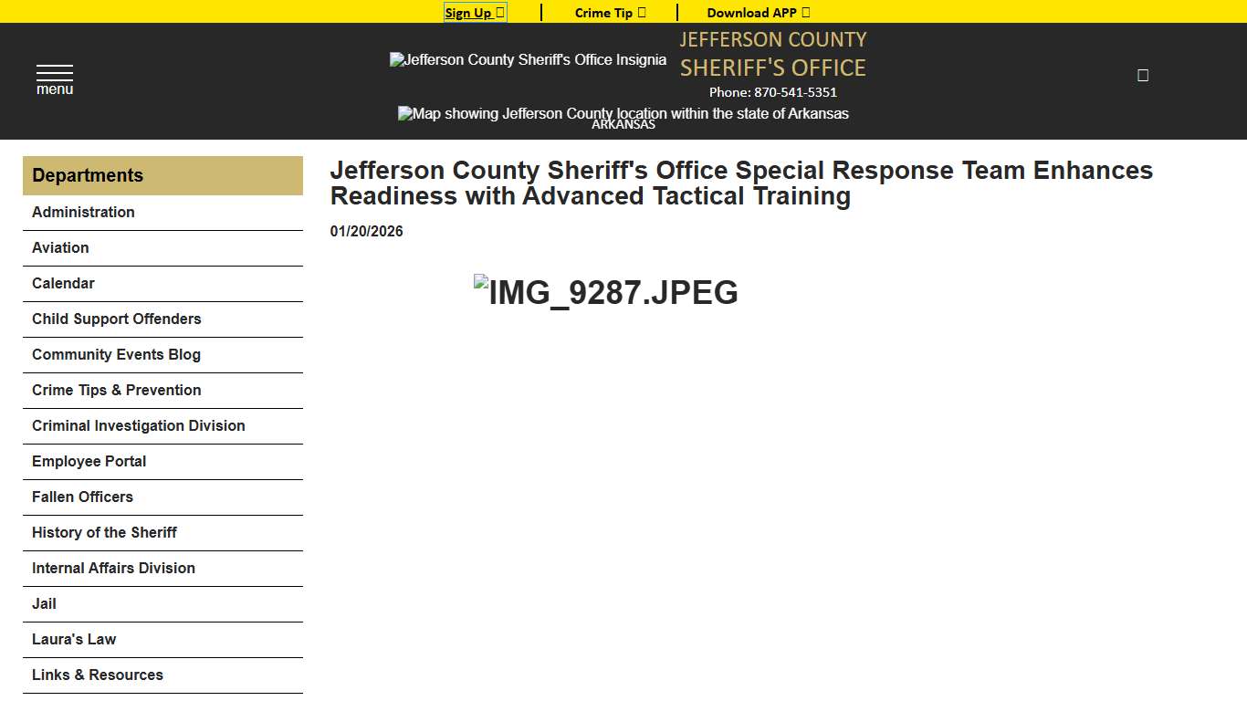 Jefferson County Sheriff's Office Special Response Team Enhances Readiness with Advanced Tactical Training (01/20/2026) - Press Releases - Jefferson County Sheriff AR